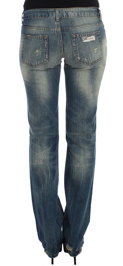 Blue Cotton Low Waist Jeans