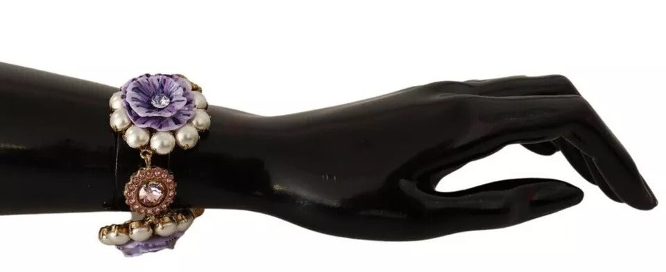 FIORI BLOOMING Floral Baroque Crystals Brass Bracelet