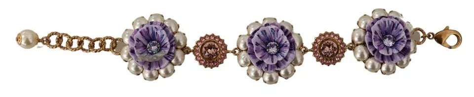 FIORI BLOOMING Floral Baroque Crystals Brass Bracelet