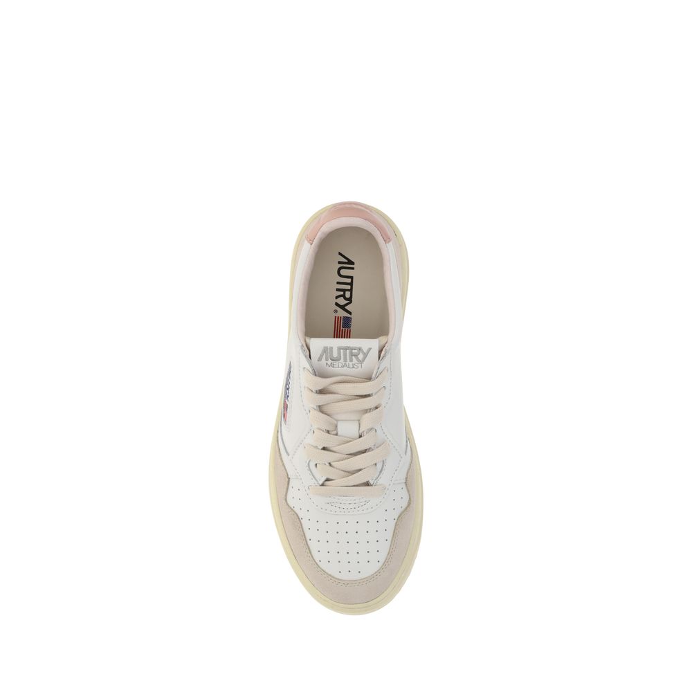White Leather Low Top Sneakers