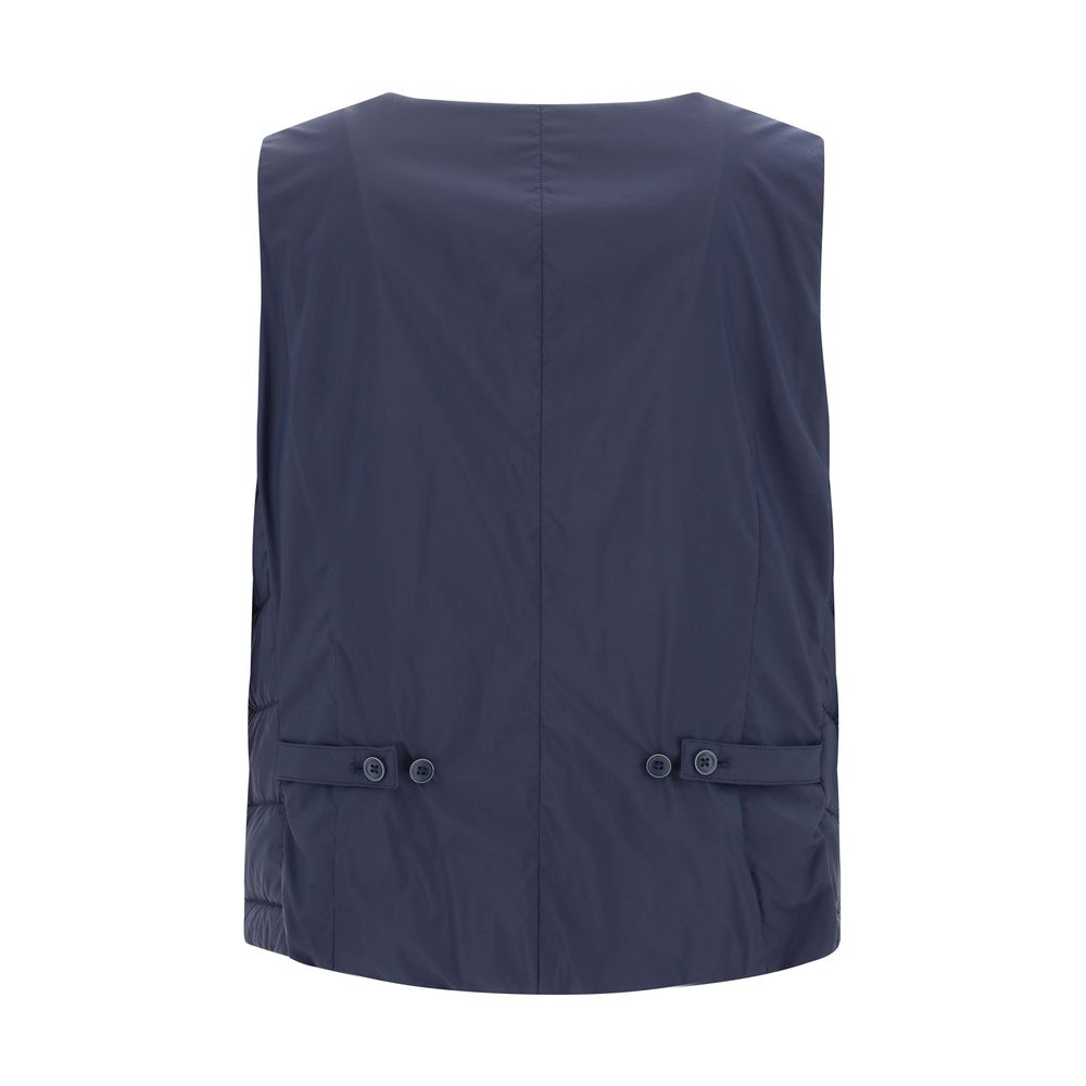 Blue Polyamide Sleveless Jacket