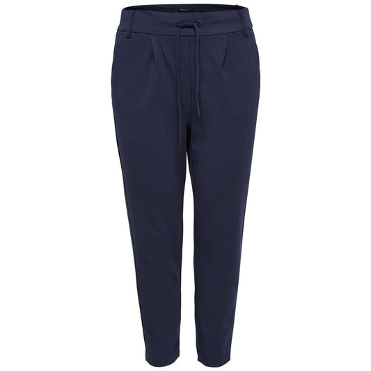 Blue Viscose Casual Pants