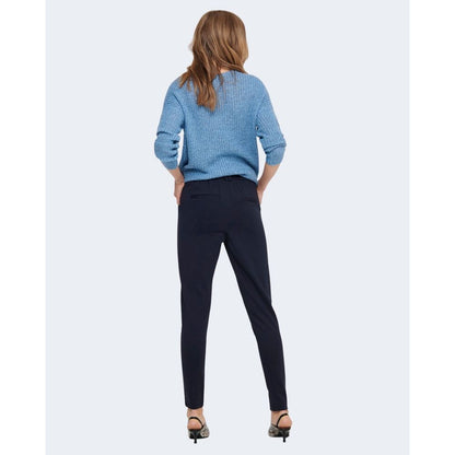 Blue Viscose Casual Pants
