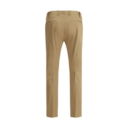 Beige Cotton Casual Pants