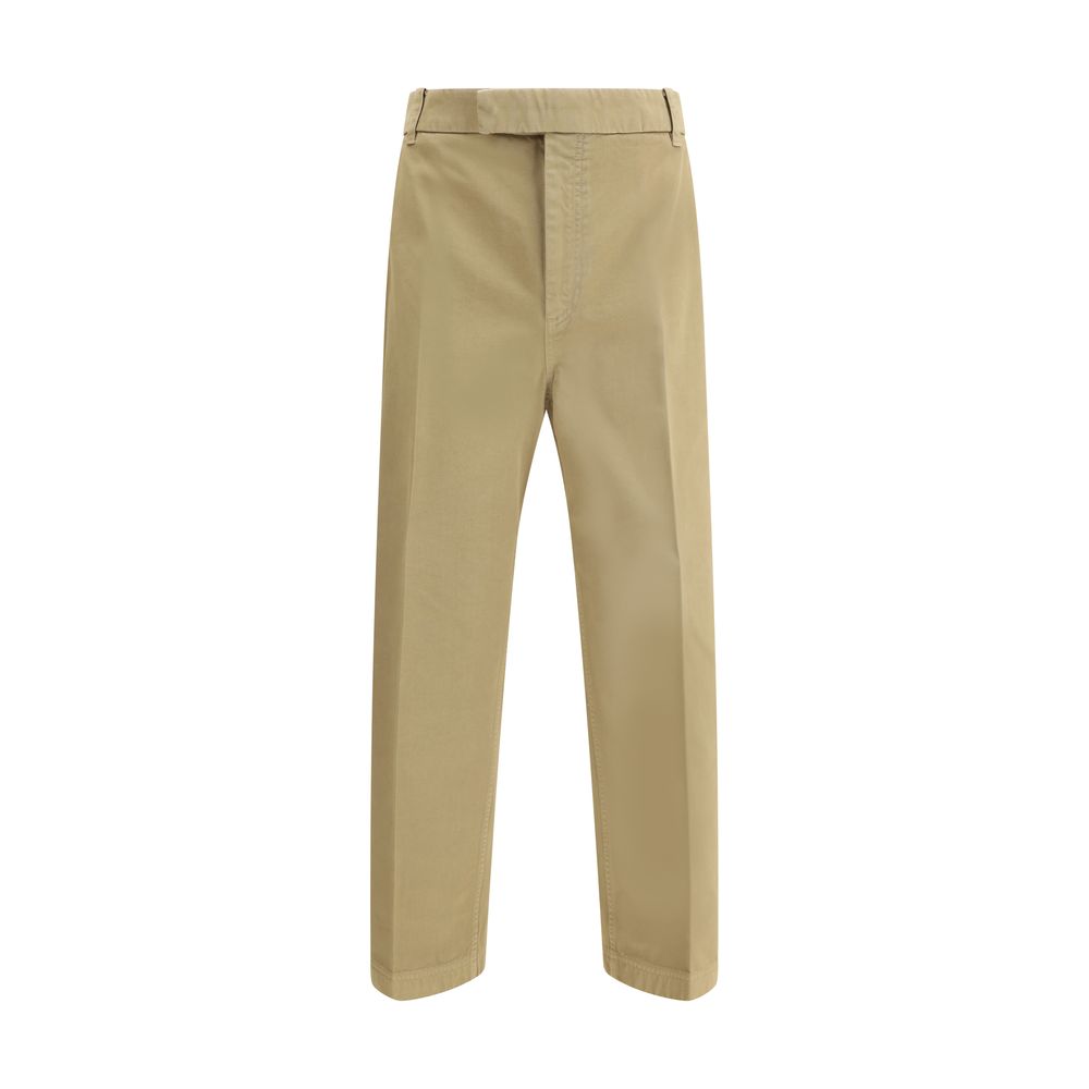 Beige Cotton Casual Pants