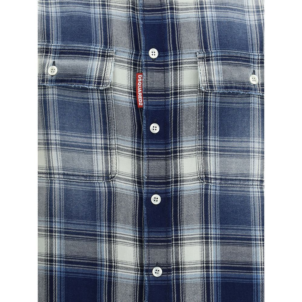 Blue Cotton Pattern Shirt