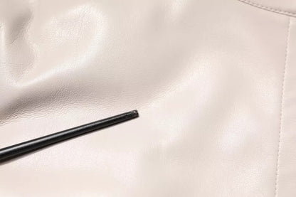 Beige Full Zip Hooded Long Sleeves Casual Coat Jacket