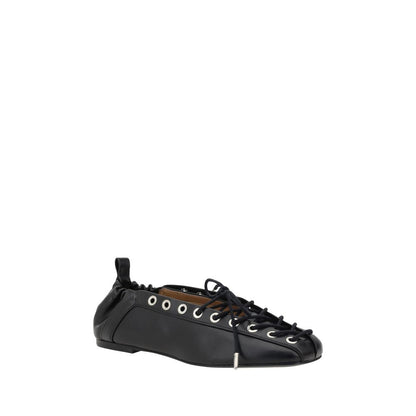 Black Polyester Ballet Flats