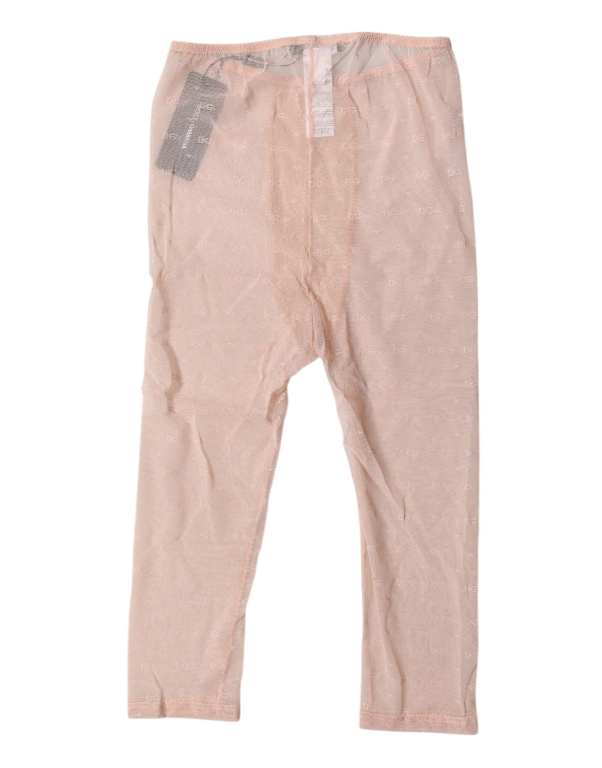 Beige Logo Lace Lingerie Cropped Tights Underwear