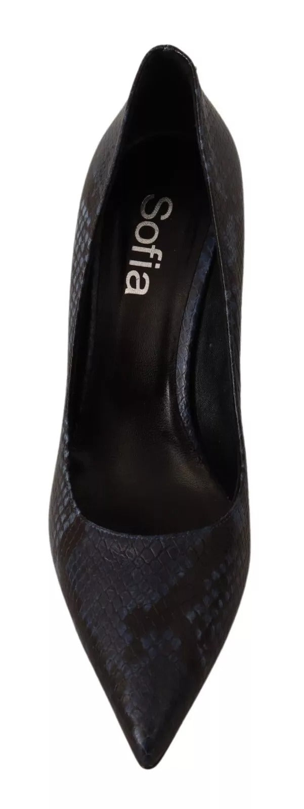 Black Snake Skin Leather Stiletto High Heels Pumps Shoes
