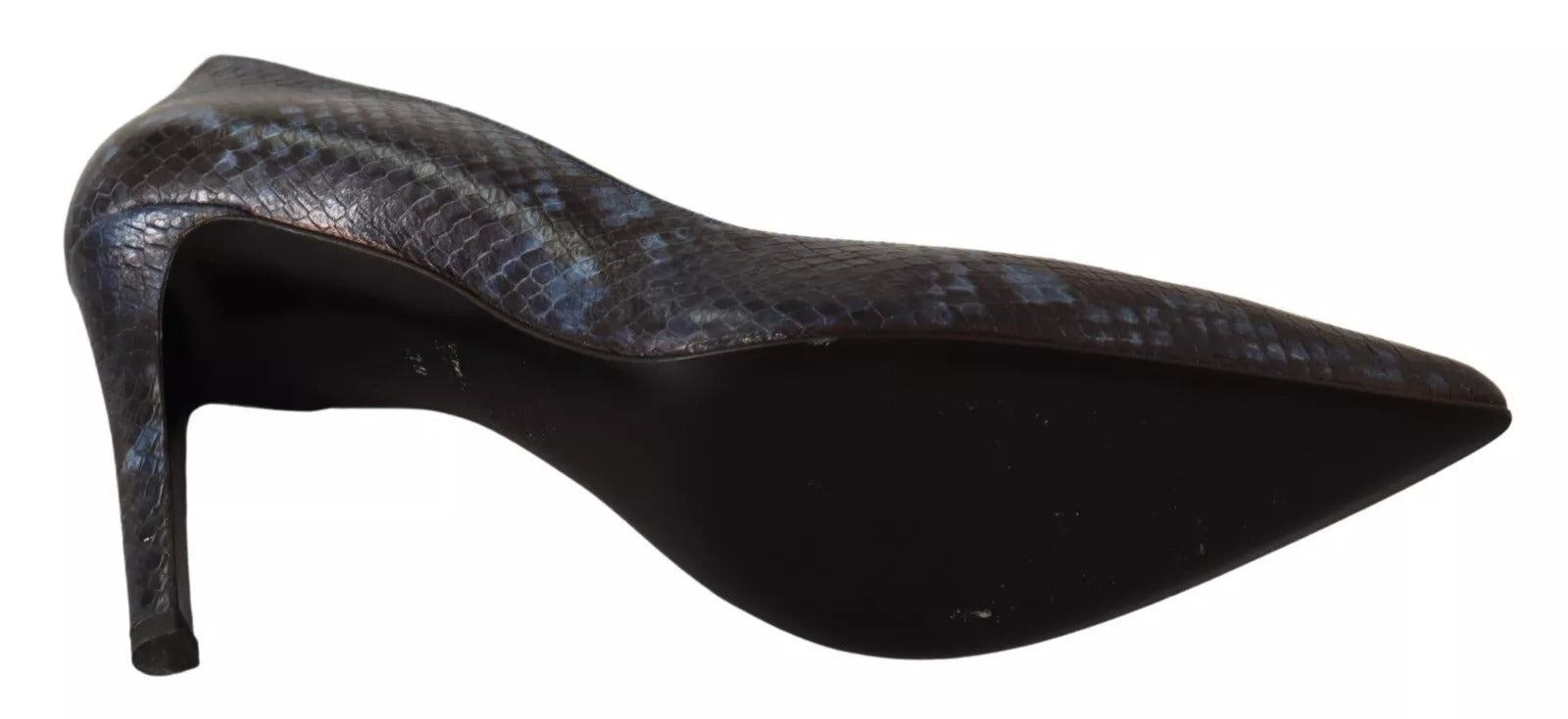 Black Snake Skin Leather Stiletto High Heels Pumps Shoes