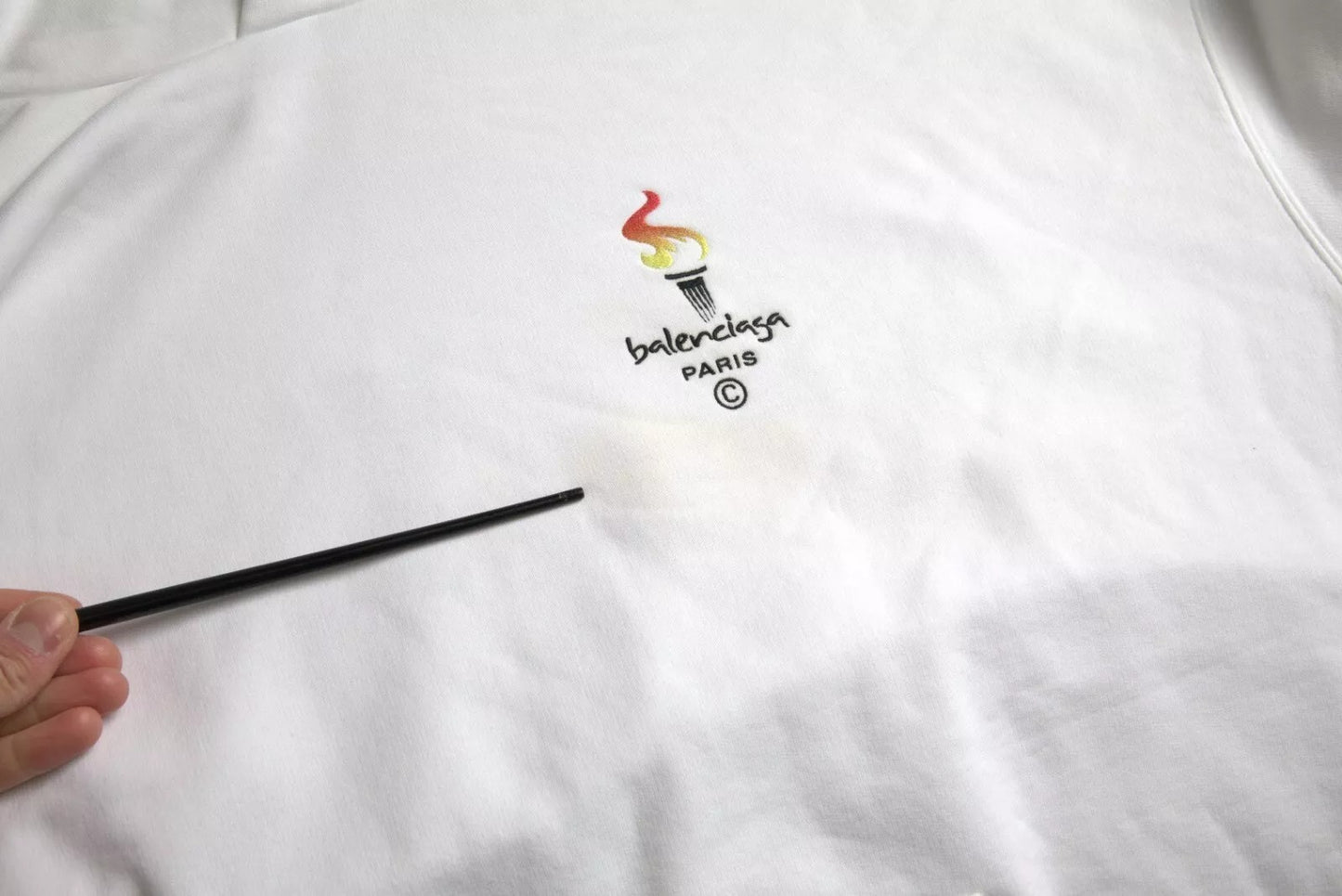 White Cotton Logo Hooded Pullover Oversize Sweater