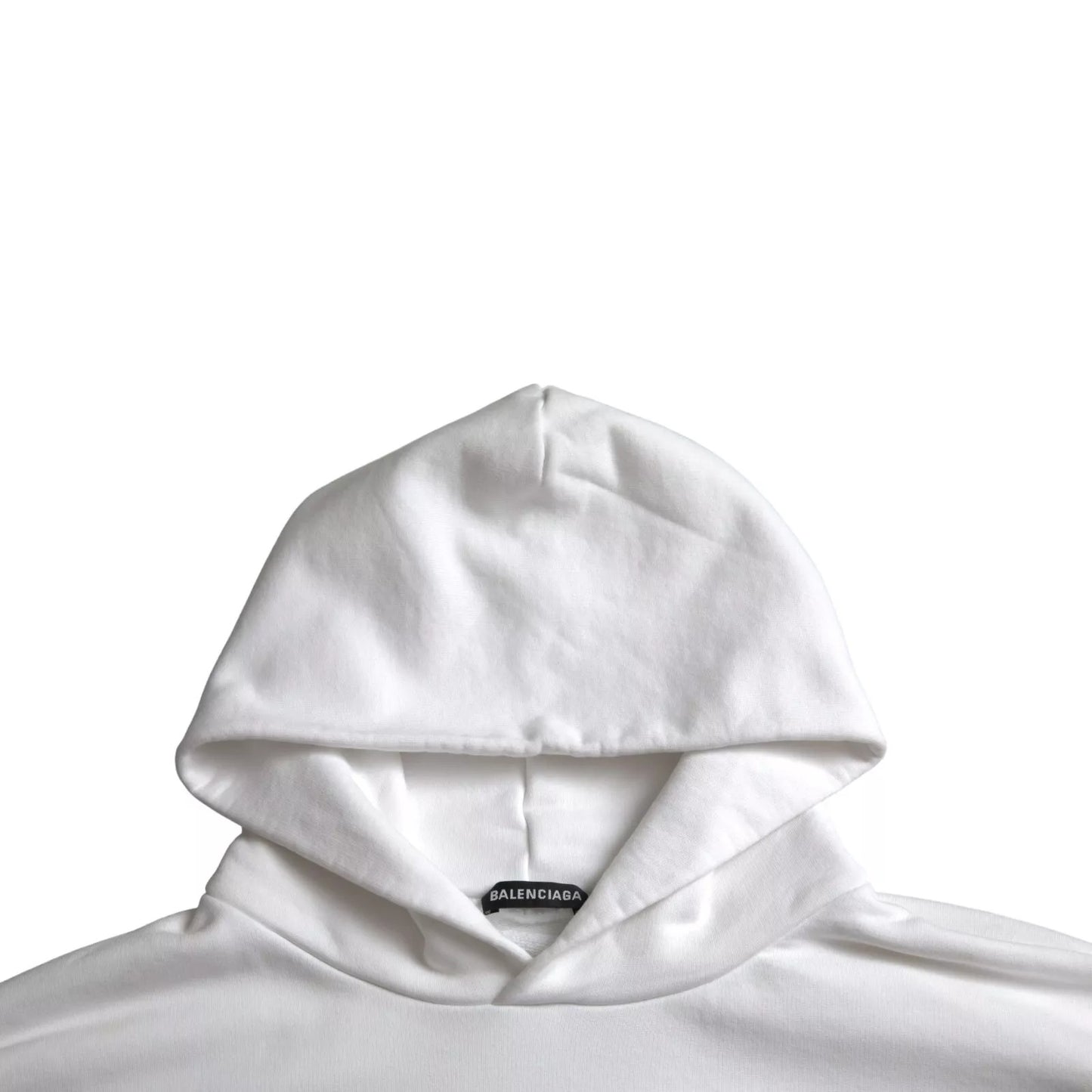 White Cotton Logo Hooded Pullover Oversize Sweater