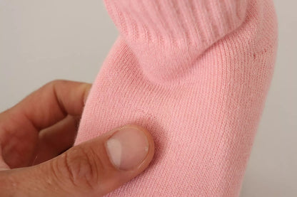 Pink Suede Logo Socks Block Heel Ankle Boots Shoes