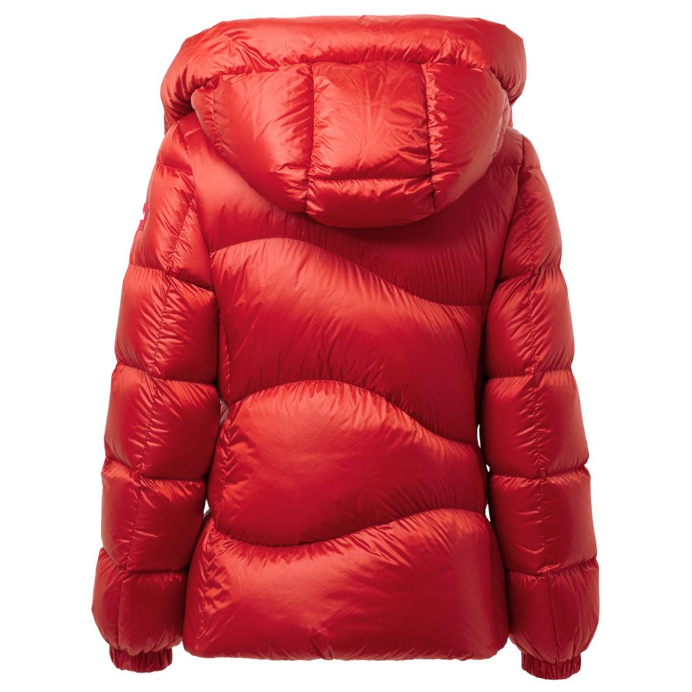Red Polyamide Full-Length Jacket