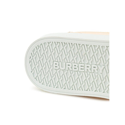 Pink Leather Low Top Sneakers