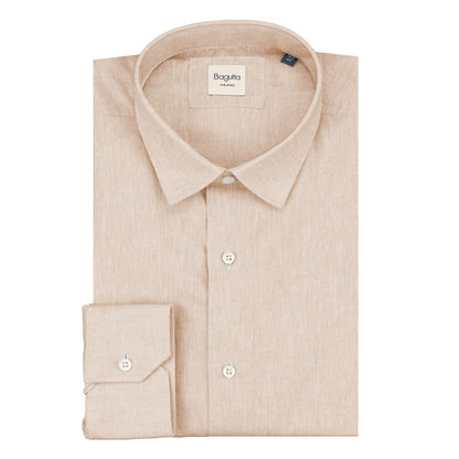 Beige Linen Men Shirt