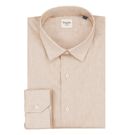 Beige Linen Men Shirt