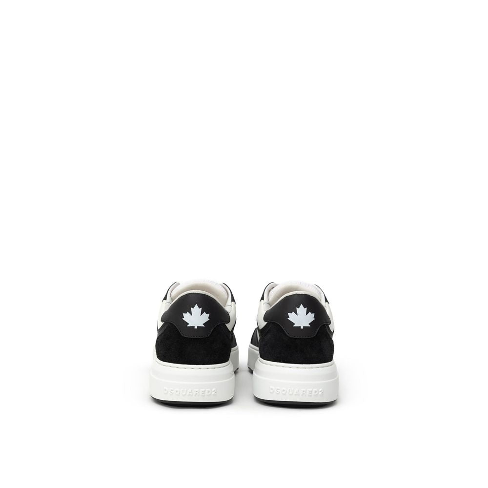 Black And White Leather Athletic Sneakers