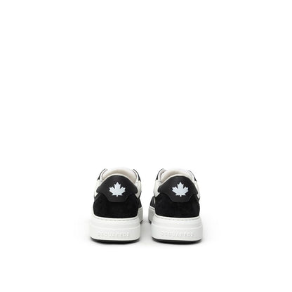 Black And White Leather Athletic Sneakers