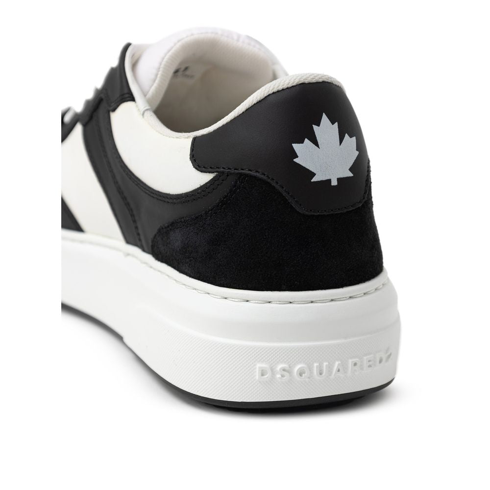Black And White Leather Athletic Sneakers