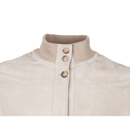 Beige Calfskin Men Jacket