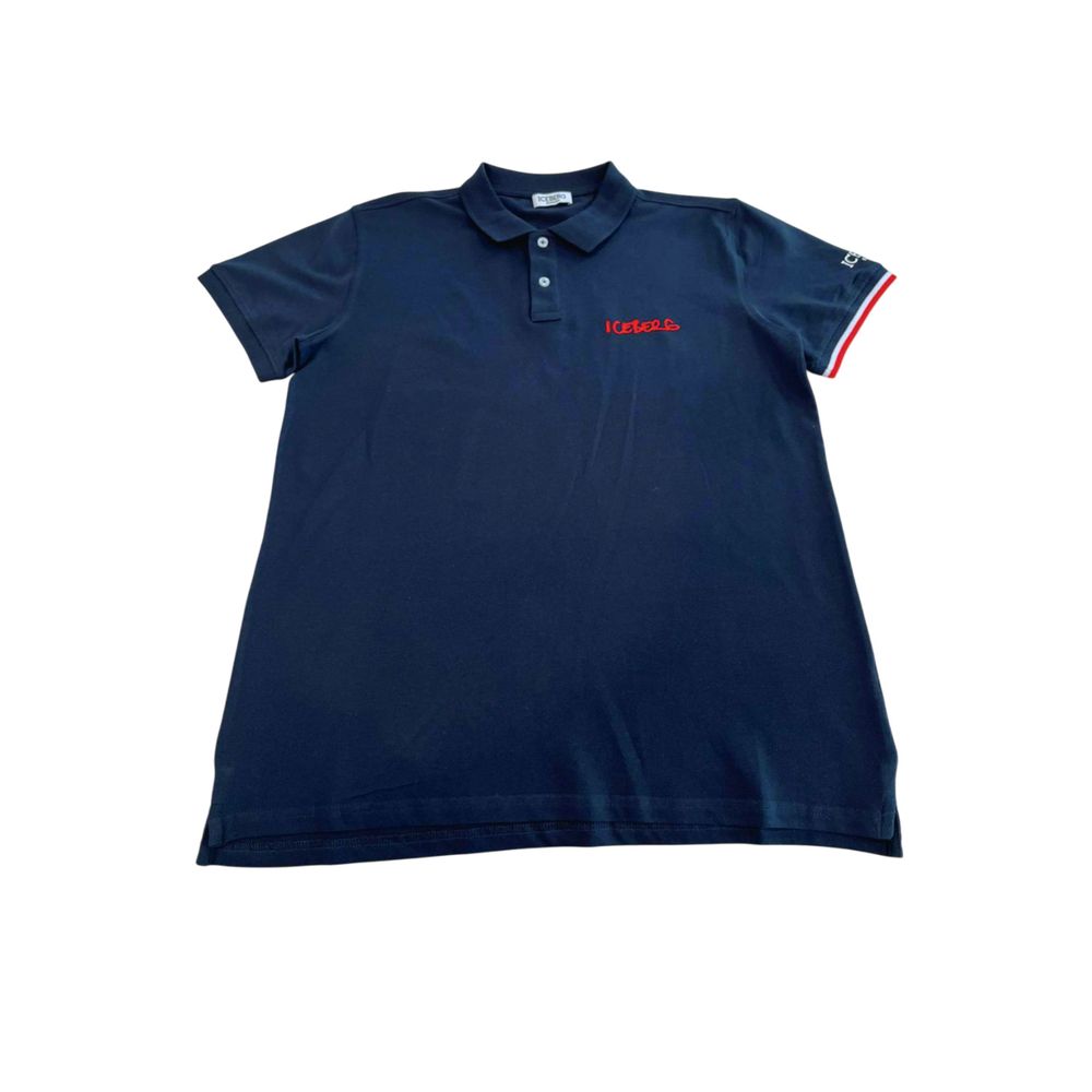 Blue Cotton Men's Polo Shirt