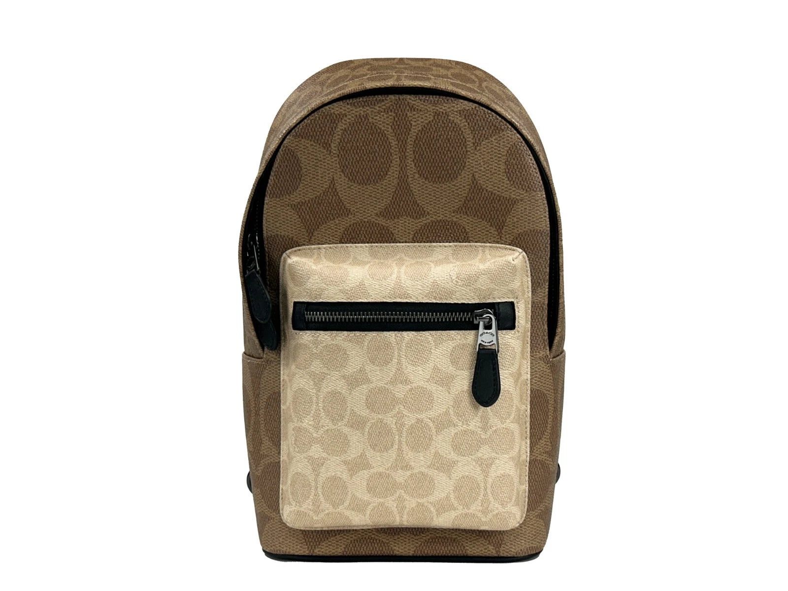 West Color Block Leather Sling Pack Backpack Bag Sand