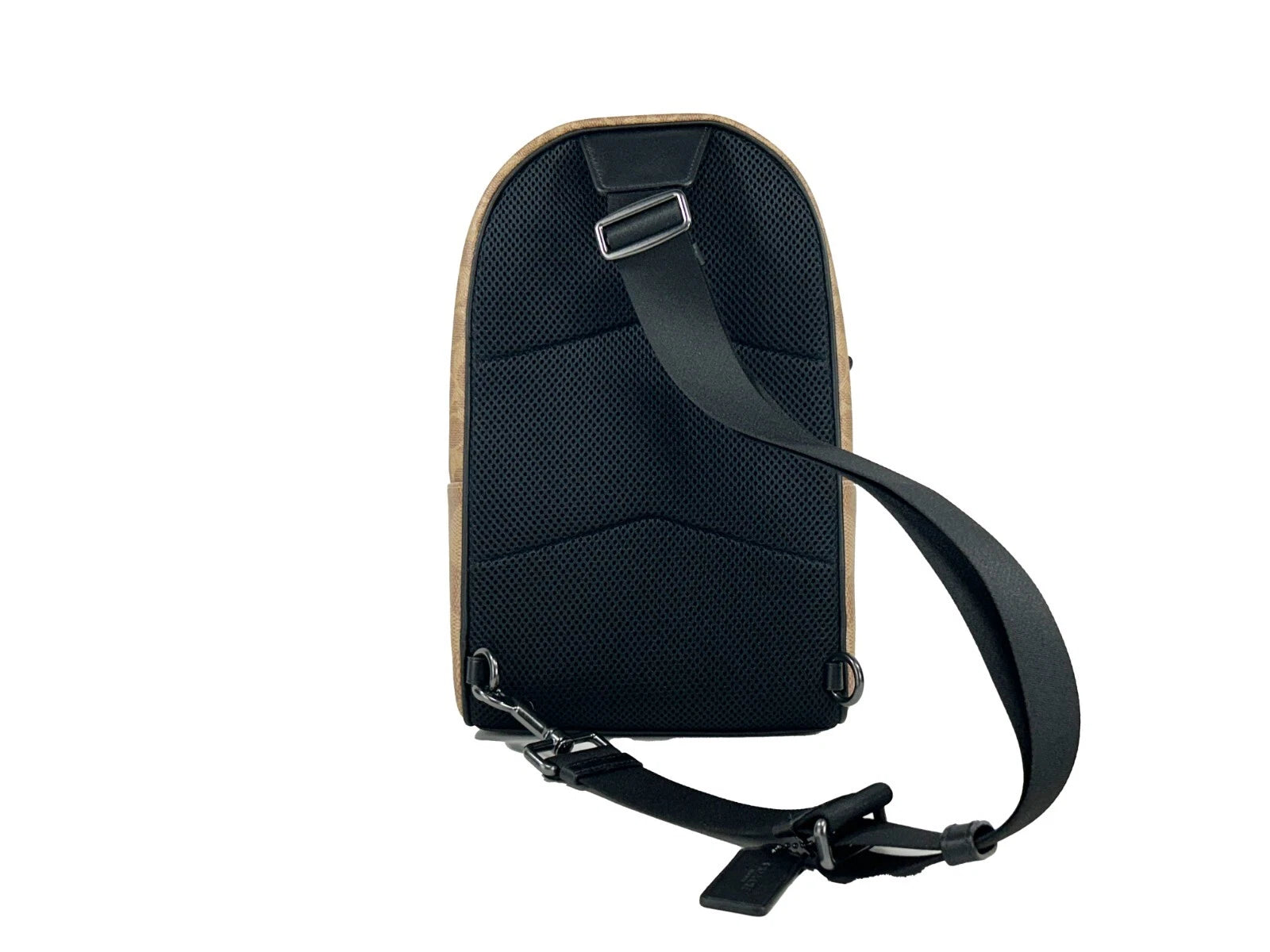 West Color Block Leather Sling Pack Backpack Bag Sand