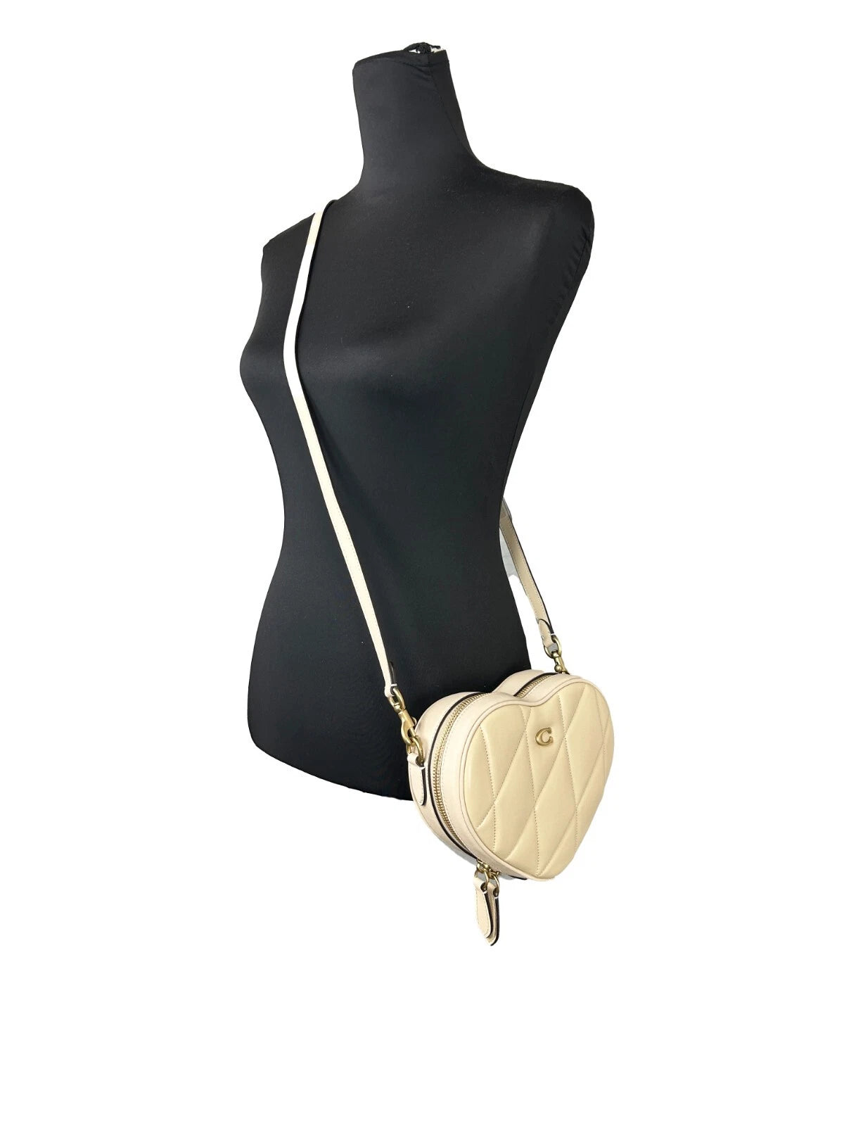 Heart Small Quilted Leather Crossbody Bag Purse