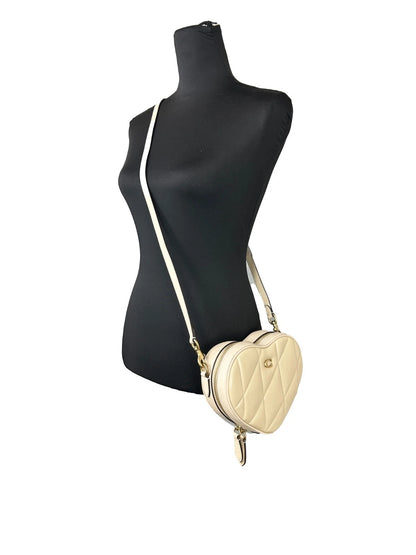 Heart Small Quilted Leather Crossbody Bag Purse
