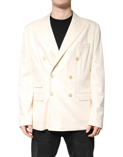 Beige Cashmere Double Breasted Coat Blazer