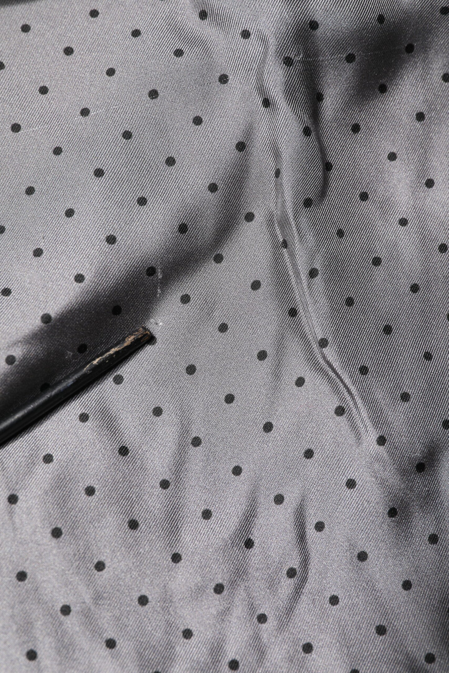 Gray Polka Dot Silk Long Sleeve Shirt