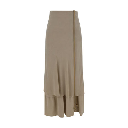 Beige Silk Long Skirt