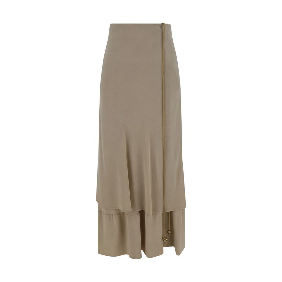Beige Silk Long Skirt