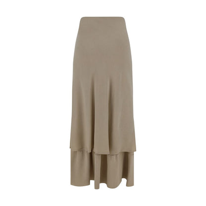 Beige Silk Long Skirt
