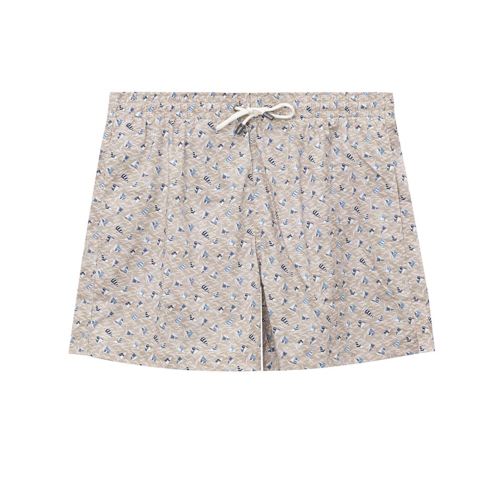 Beige Polyester Swim Shorts