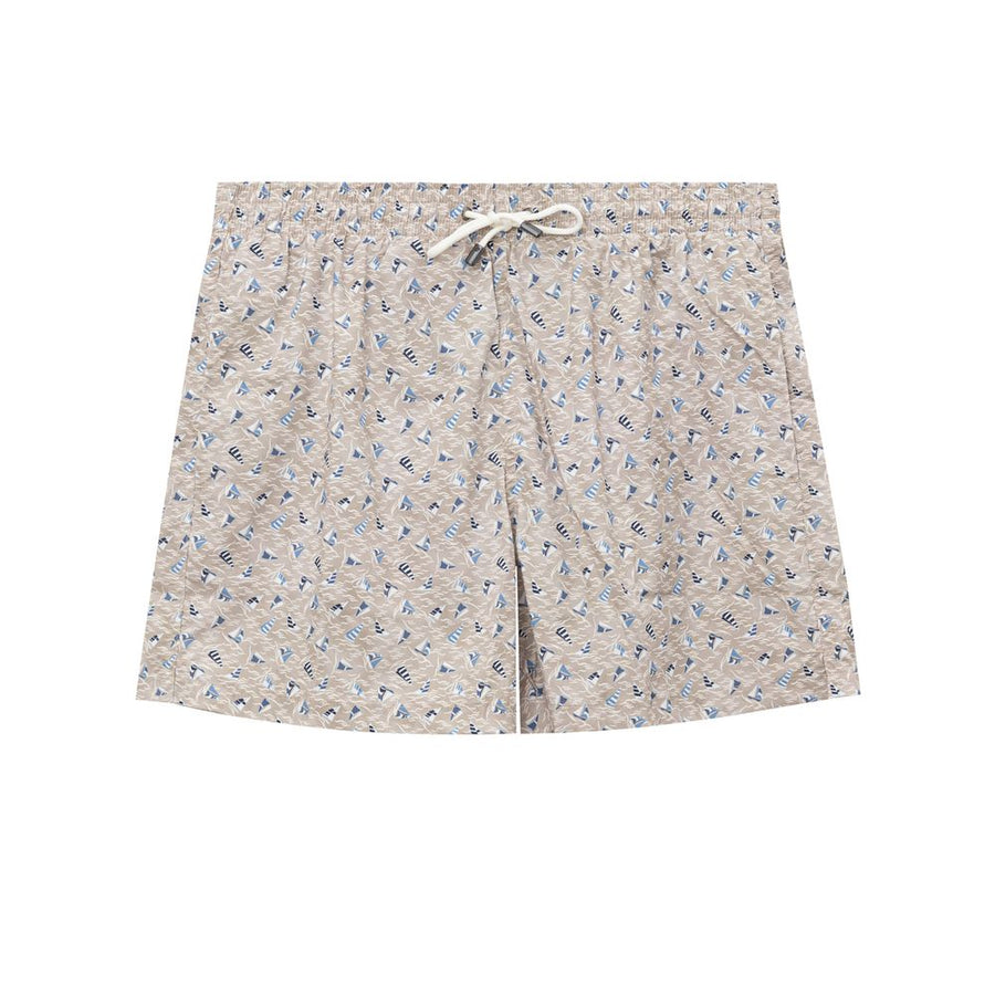 Beige Polyester Swim Shorts