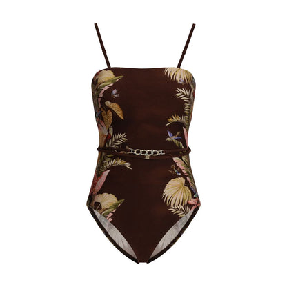 Brown Polyamide One-Piece Swimsuit
