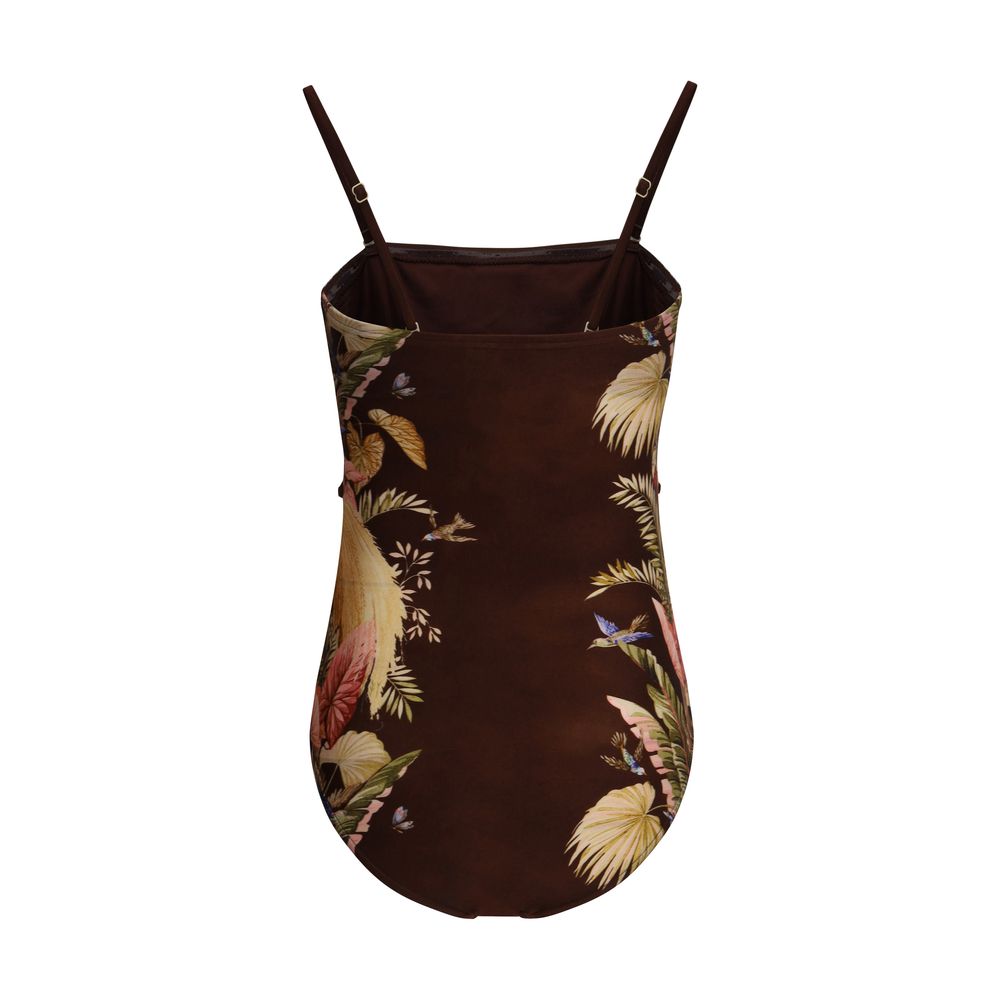 Brown Polyamide One-Piece Swimsuit