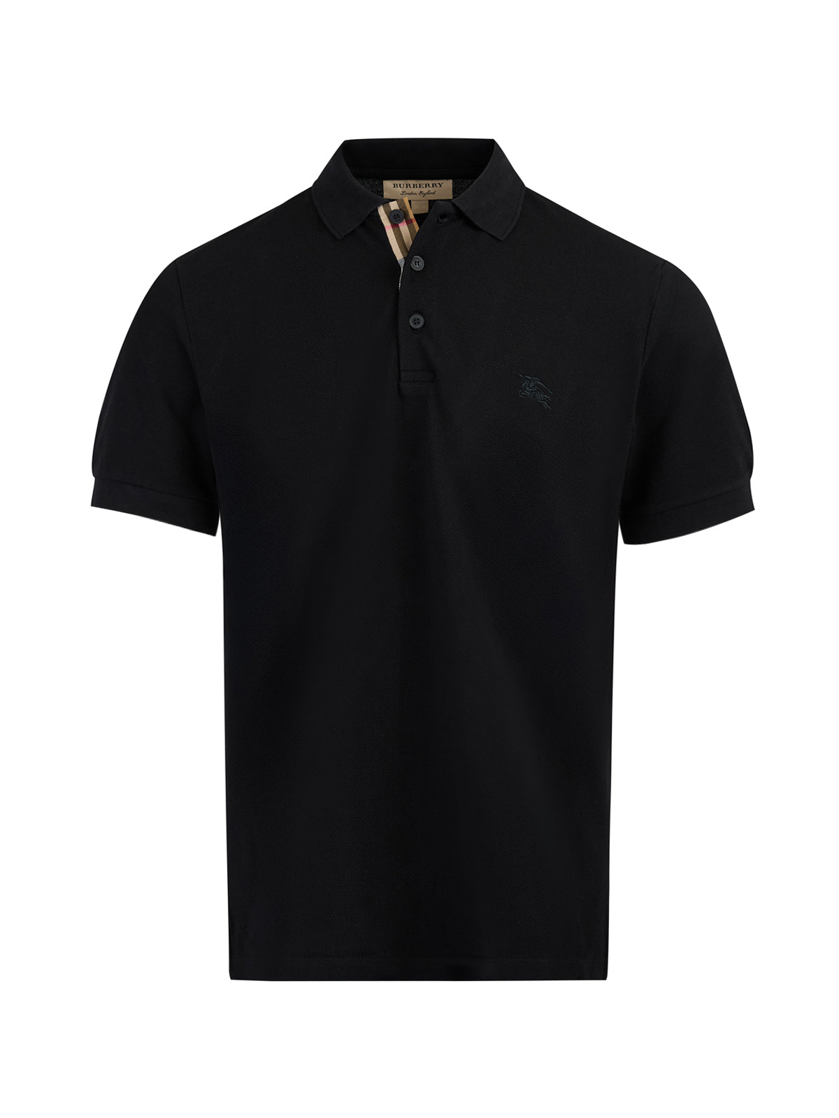 Black Cotton Collared Polo Shirt