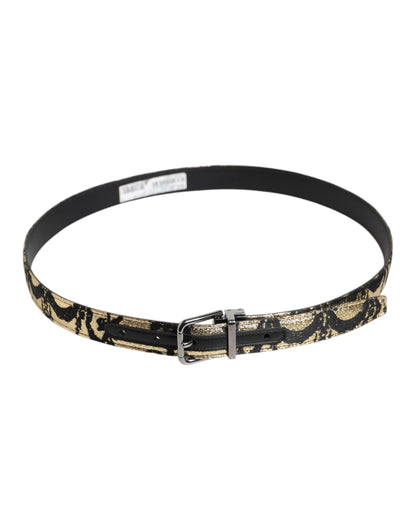 Multicolor Jacquard Leather Metal Buckle Belt