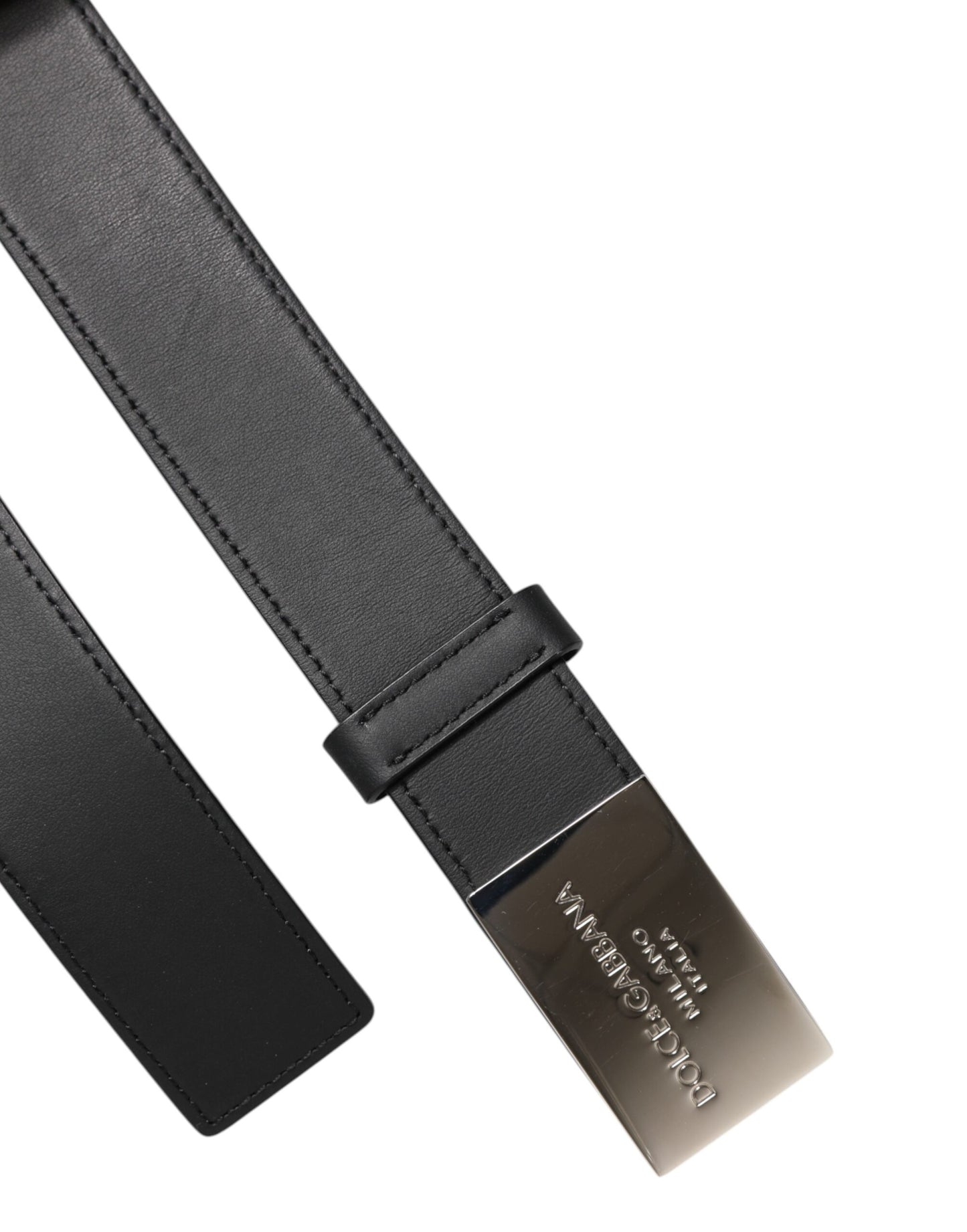 Black Classic Silver Metal Logo Buckle Belt