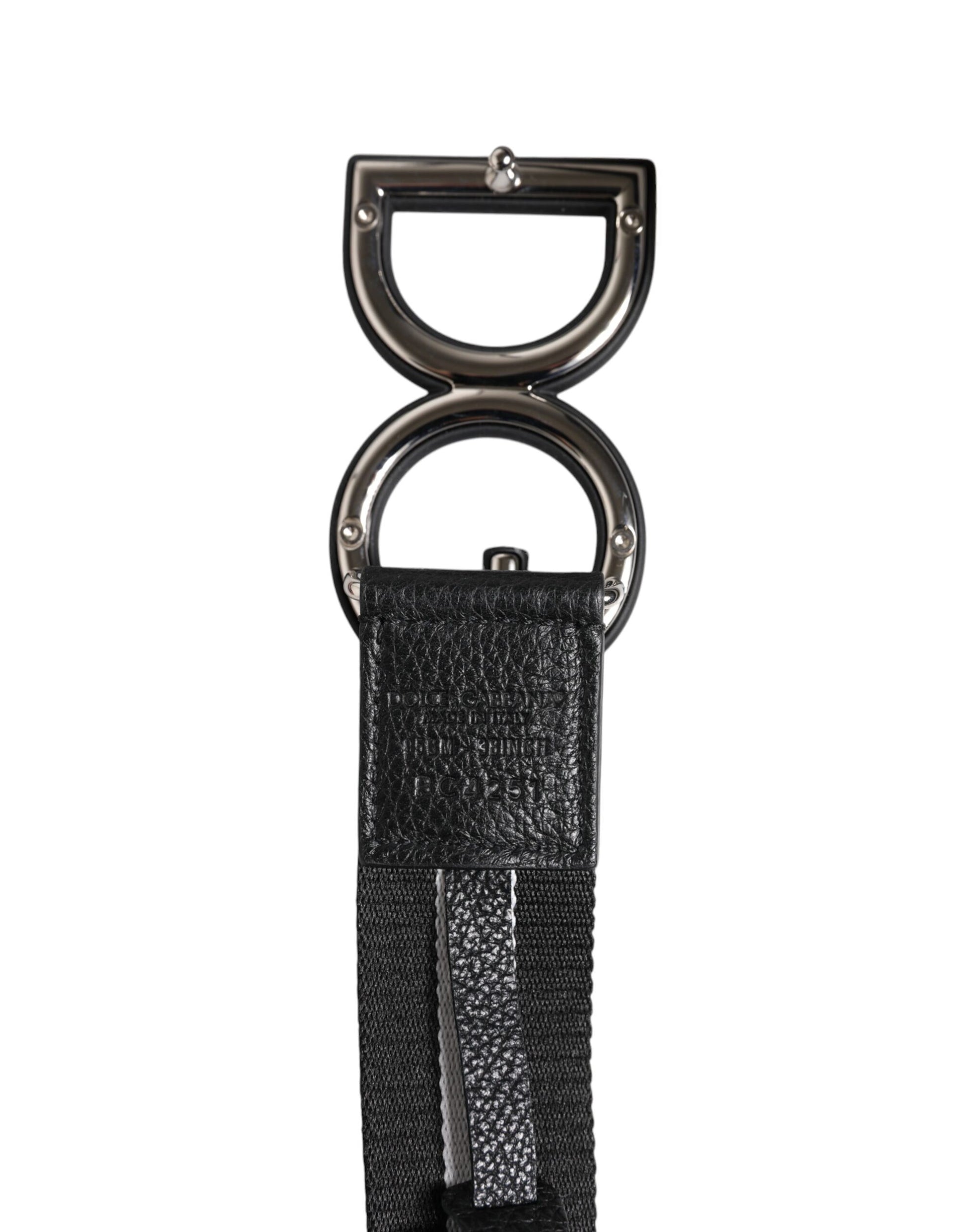 Black Polyester Logo Print DG Buckle Belt