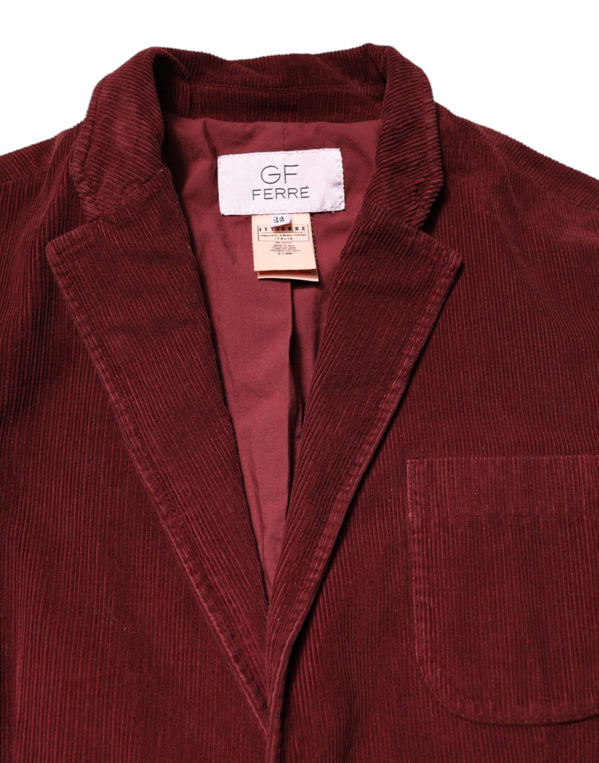Maroon Corduroy Regular Fit Men Coat Blazer Jacket