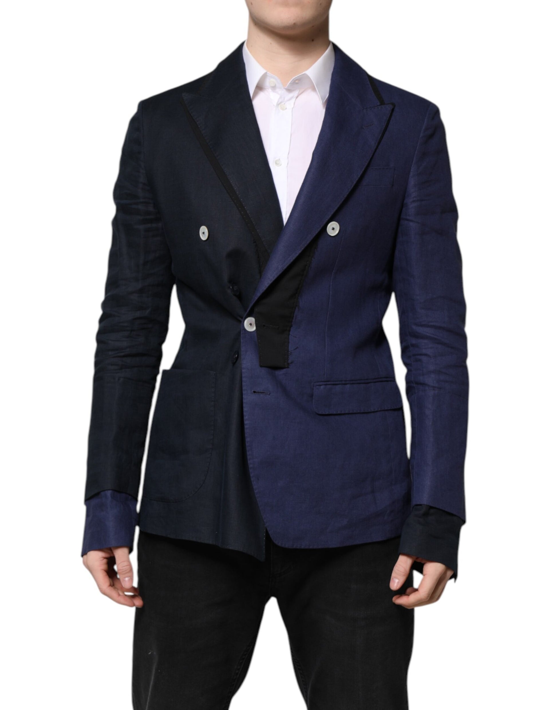 Navy Blue Double Breasted Suit Coat Blazer