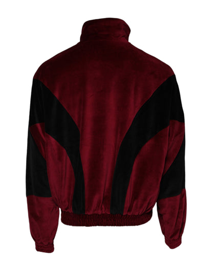 Red Black Cotton Logo FullZip Bomber Jacket