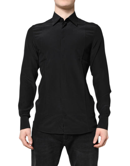 Black Silk GOLD Long Sleeves Dress Shirt