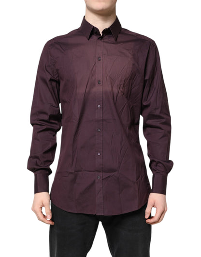 Burgundy Cotton GOLD Long Sleeves Shirt