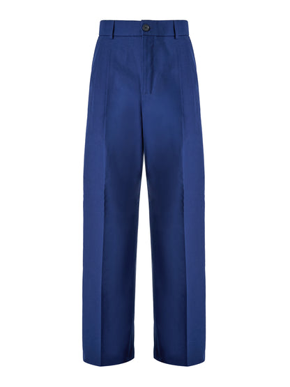 Blue Classic Cotton Pants